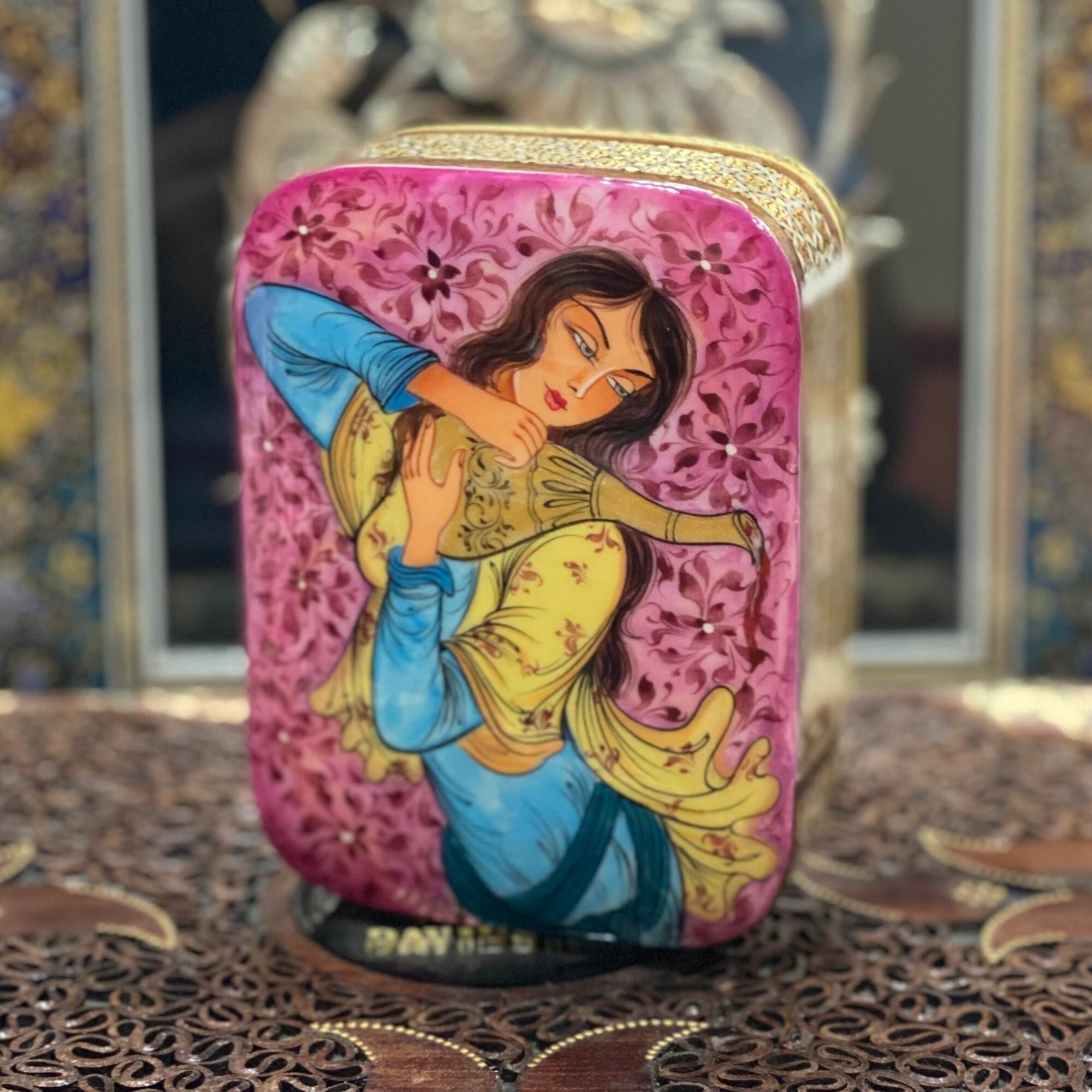 Чехол-футляр Персидский Базар, ручная работа, дерево, для покерных карт — фото 1