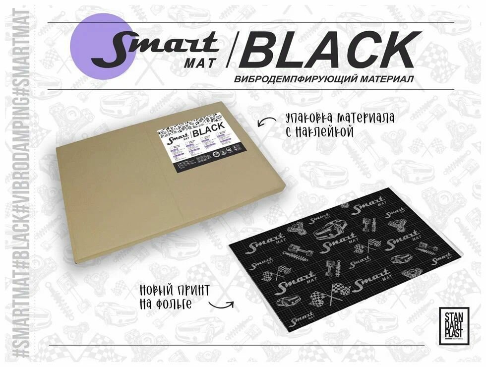 Вибропоглощающий материал SmartMat Black 15 (15 листов) (15мм/075х047м)