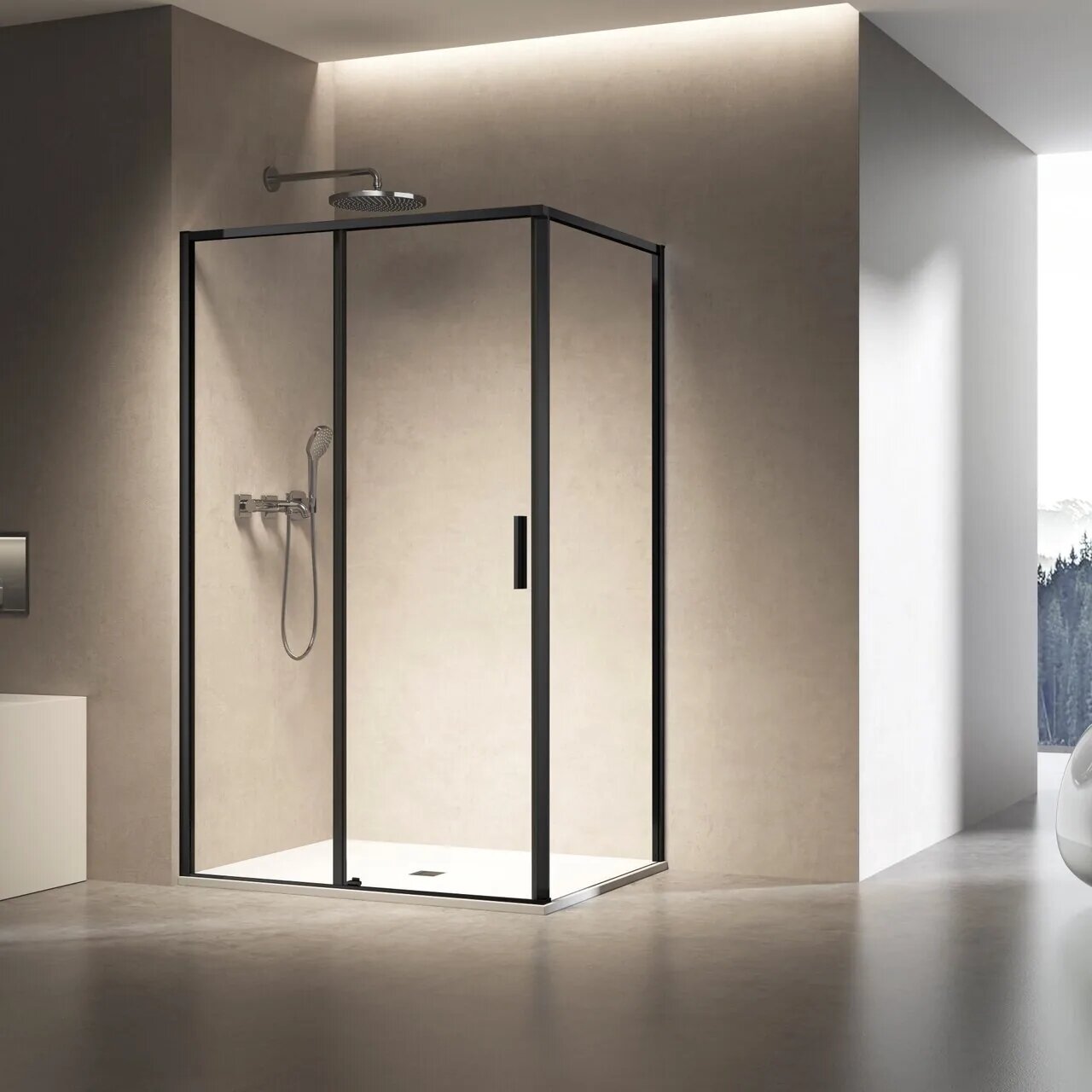 Душевой уголок Vincea slim 8mm vsr-6sl8012clb 1200 800 черный стекло прозрачное