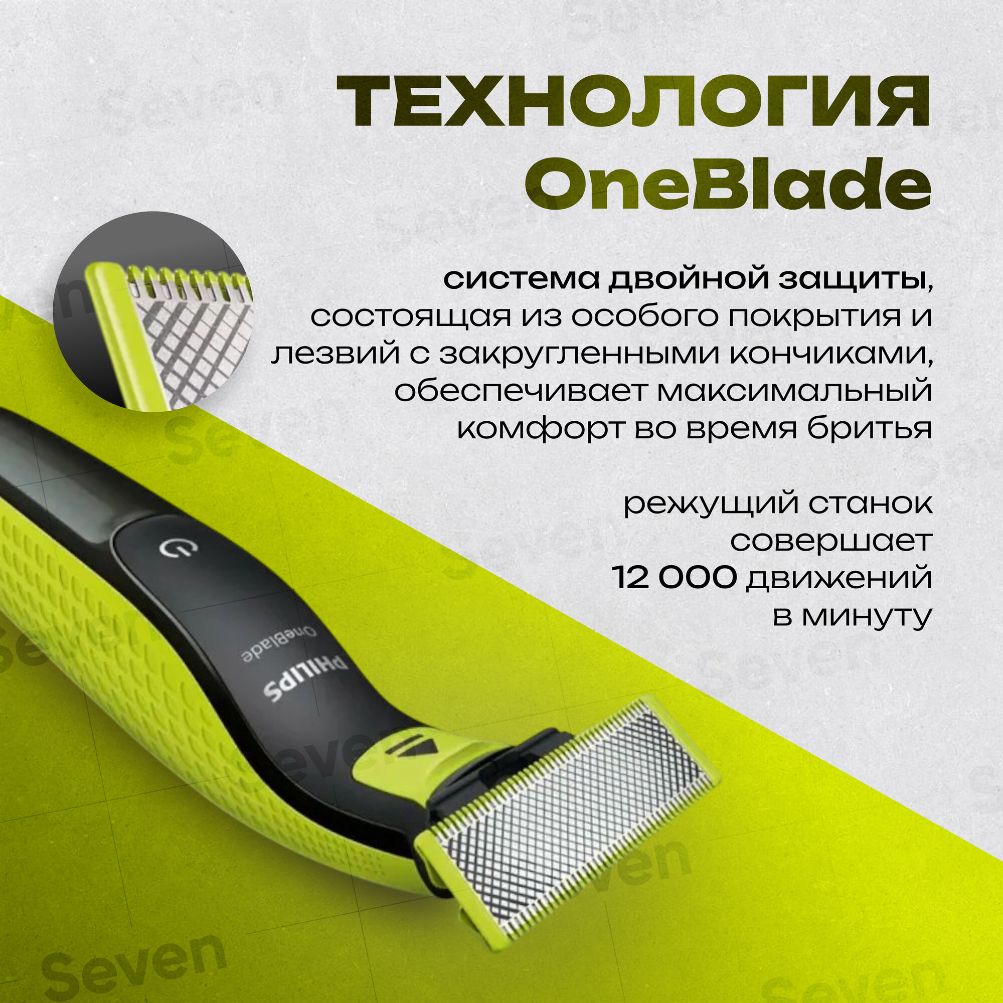 Триммер Philips OneBlade QP2724/10 RU, салатовый/угольно-серый — фото 1