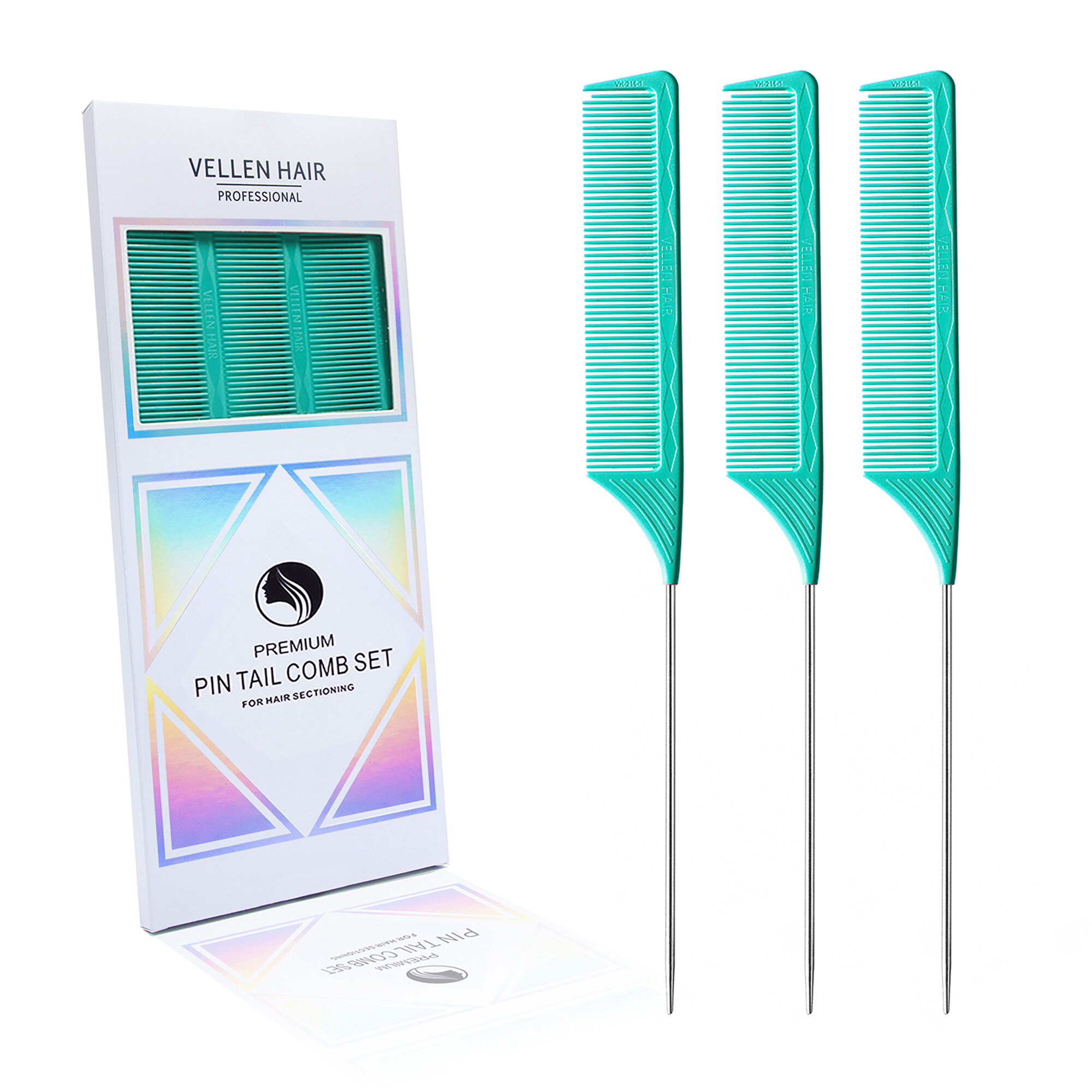 Набор парикмахерских расчесок с хвостиком - 3 штуки