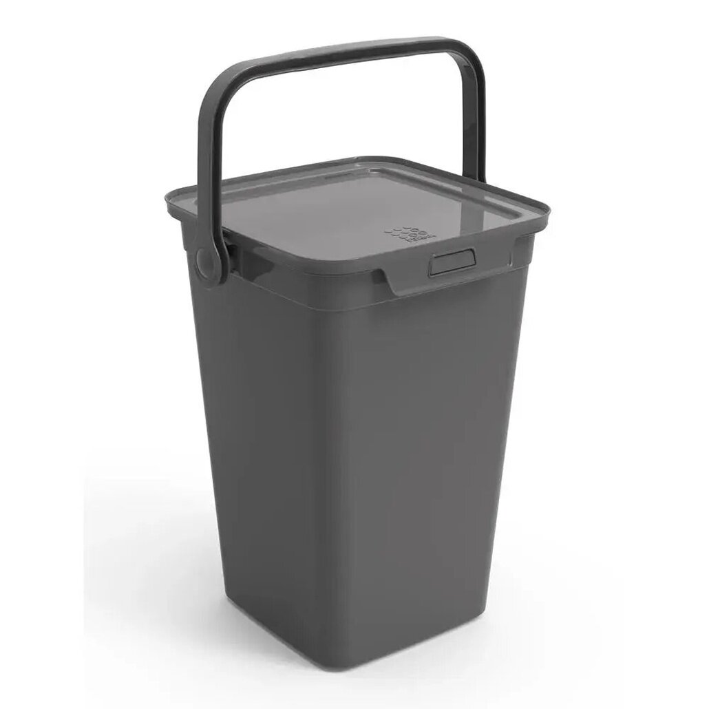 Контейнер для стирального порошка с крышкой пластик 85л удобная ручка тёмно-серый серия 