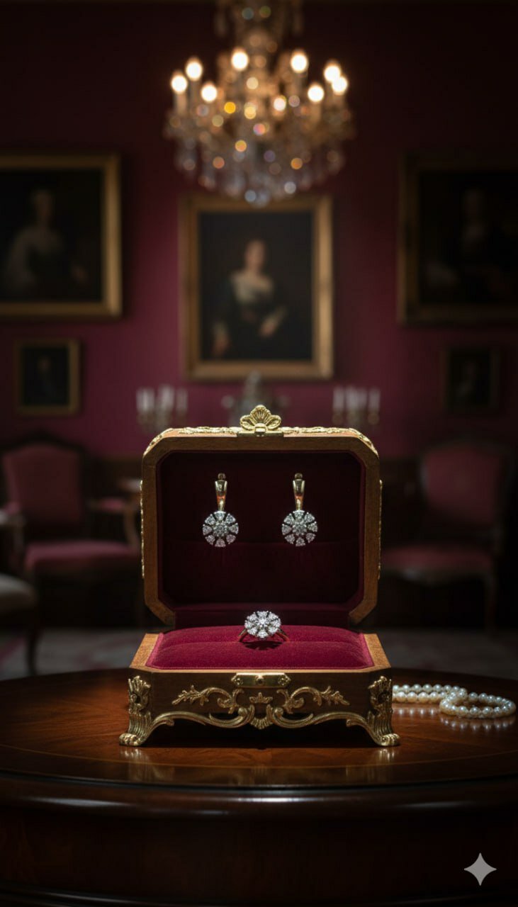 Комплект бижутерии: серьги, кольцо, Swarovski Zirconia