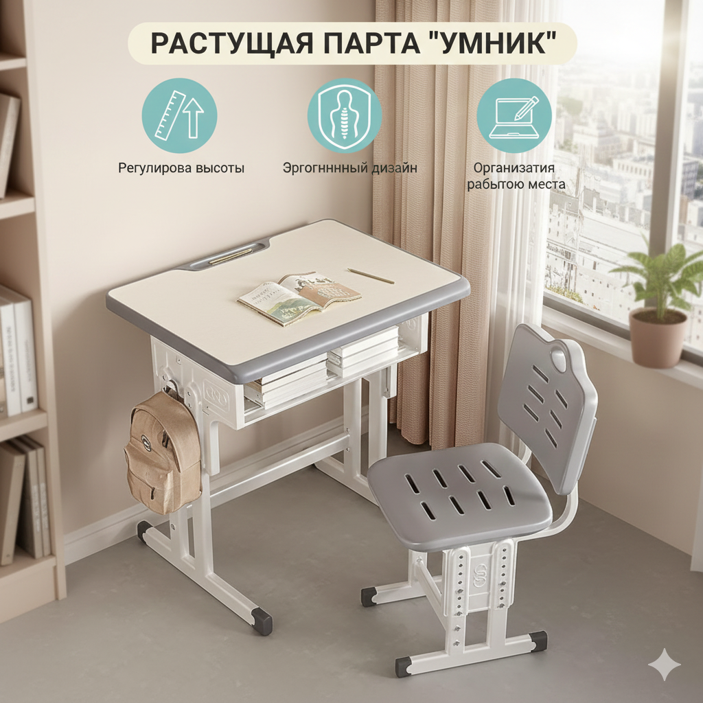 Детская регулируемая парта со стулом, школьный, металлический стол, для дома и учебы