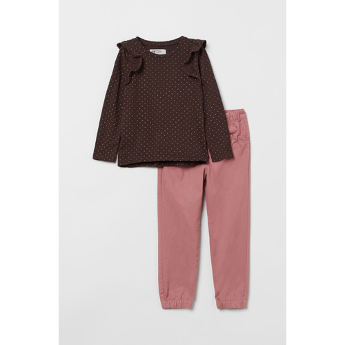 Комплект одежды H&M, размер 134, коричневый, розовый комплект одежды chicco для девочек лонгслив и брюки повседневный стиль размер 74 белый синий