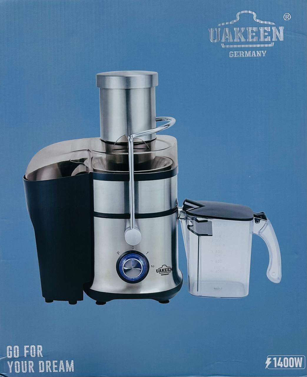 Соковыжималка UAKEEN ZL-703, центробежный отжим, мощность 1400Вт, 3 скорости, резервуар 1л