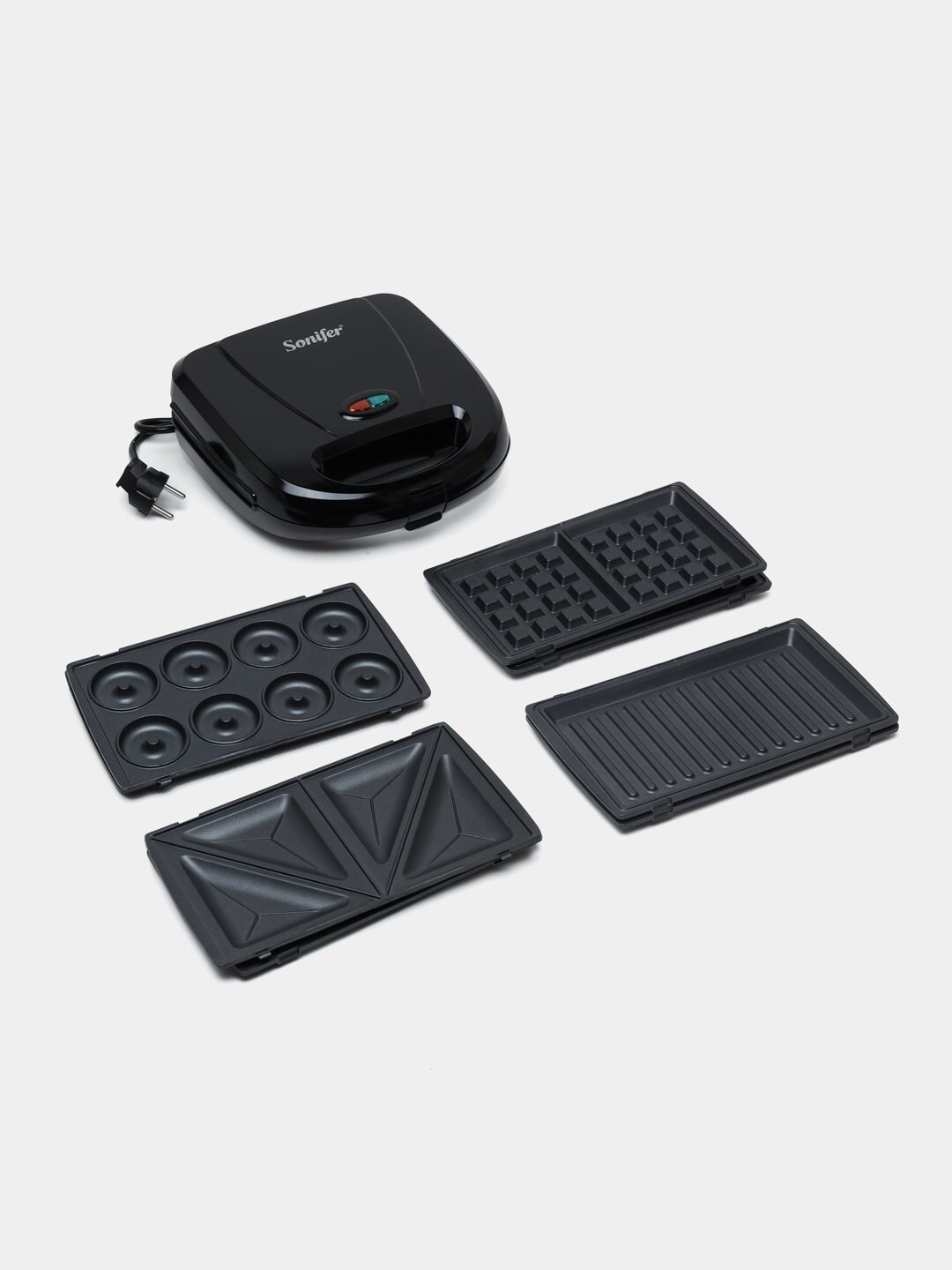 Электровафельница "Sonifer SF-6151", для тостов/сэндвичей/вафель/орешков/пончиков — фото 1