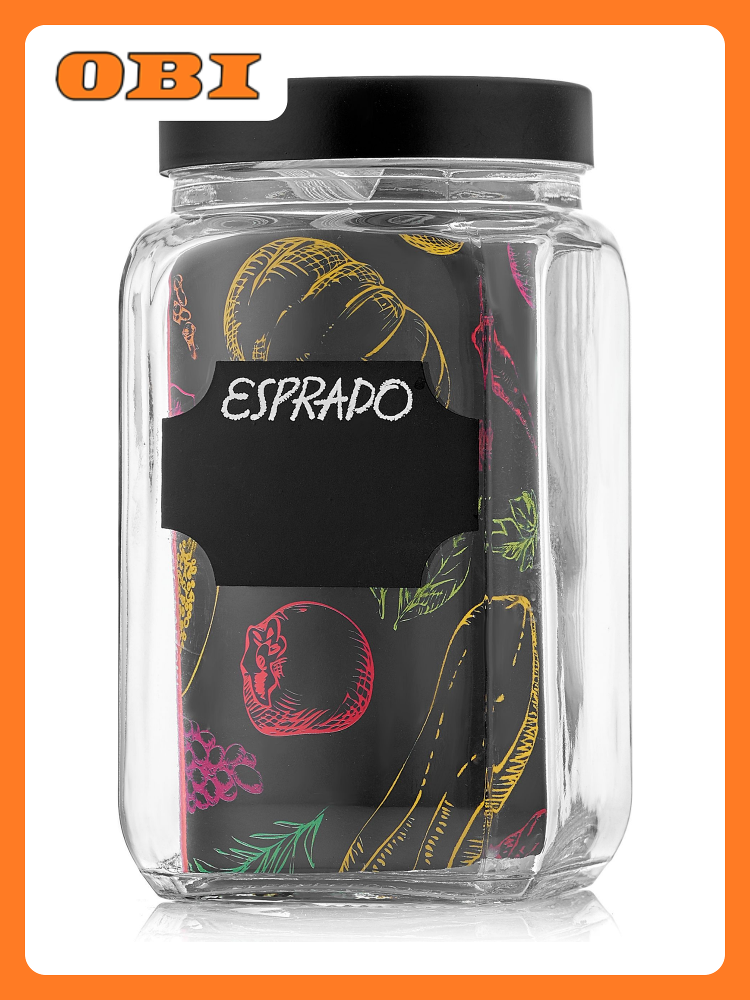 Банка Esprado Fresco стекло квадратная с крышкой 1200 мл