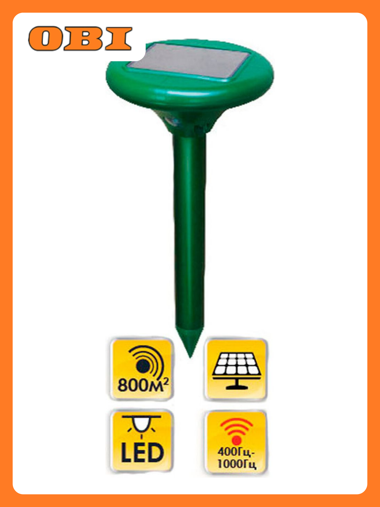 Звуковой отпугиватель кротов на солнечной батарее ECOTEC 32 5x15 5x15 5 см