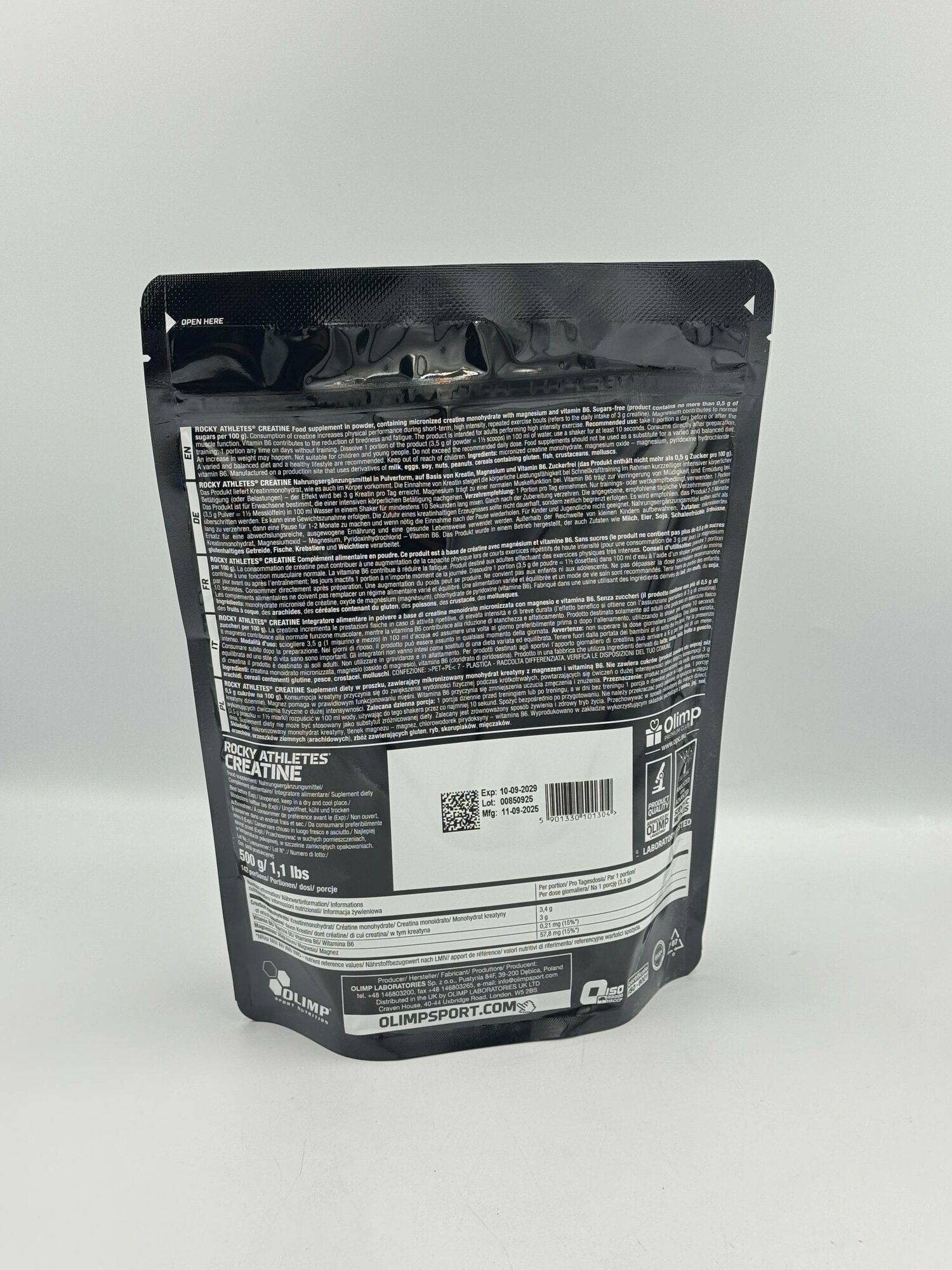 Креатин Olimp "Rocky Athletes Creatine", порошок, без вкуса, 500г — фото 1