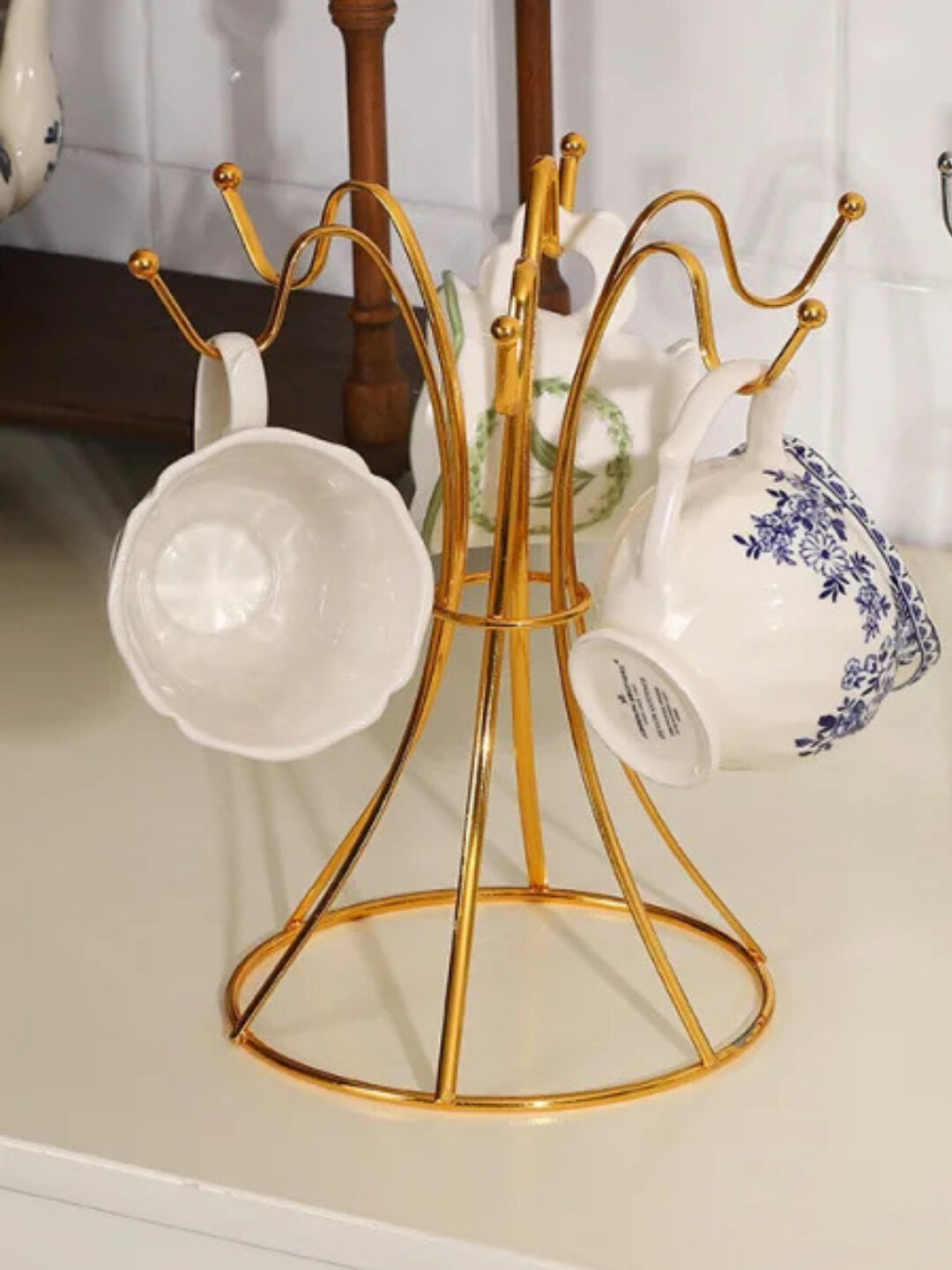 Держатель кухонный для кружек, нержавеющая сталь, установка настольная, цвет золотой