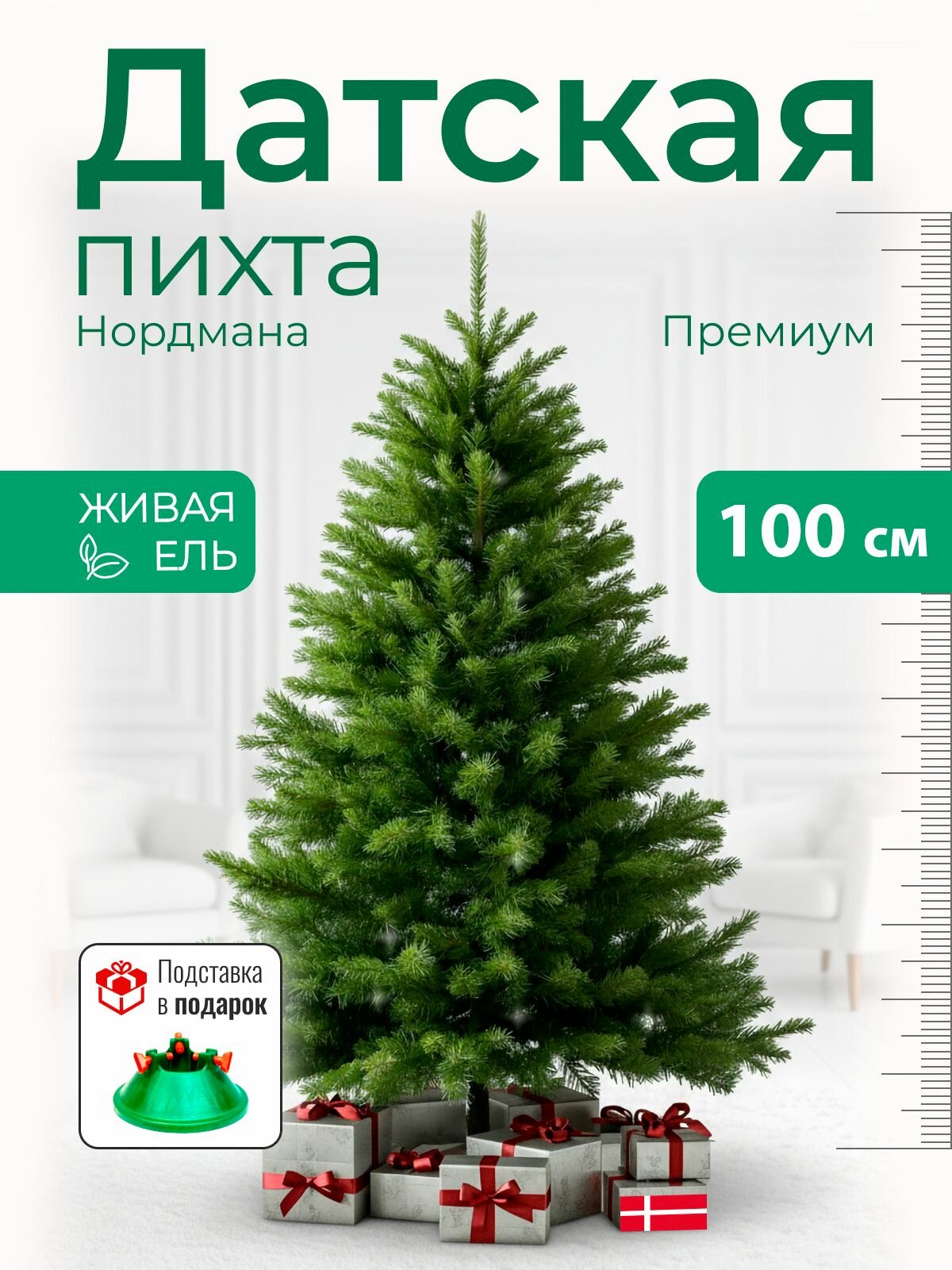 Елка новогодняя живая Пихта Нордмана Премиум 100 см