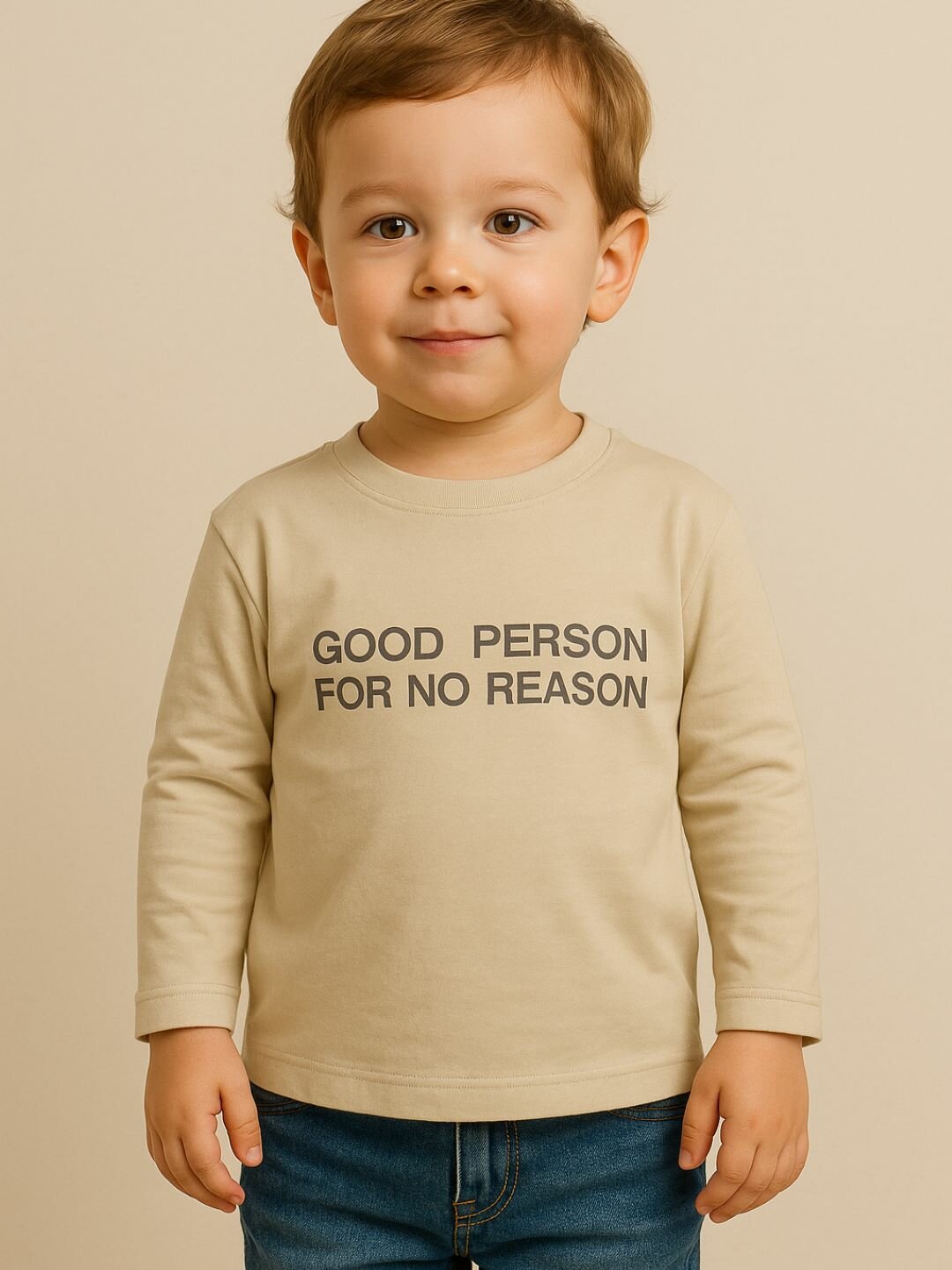 Лонгслив DNZ, размер 110, светло-бежевый — фото 1