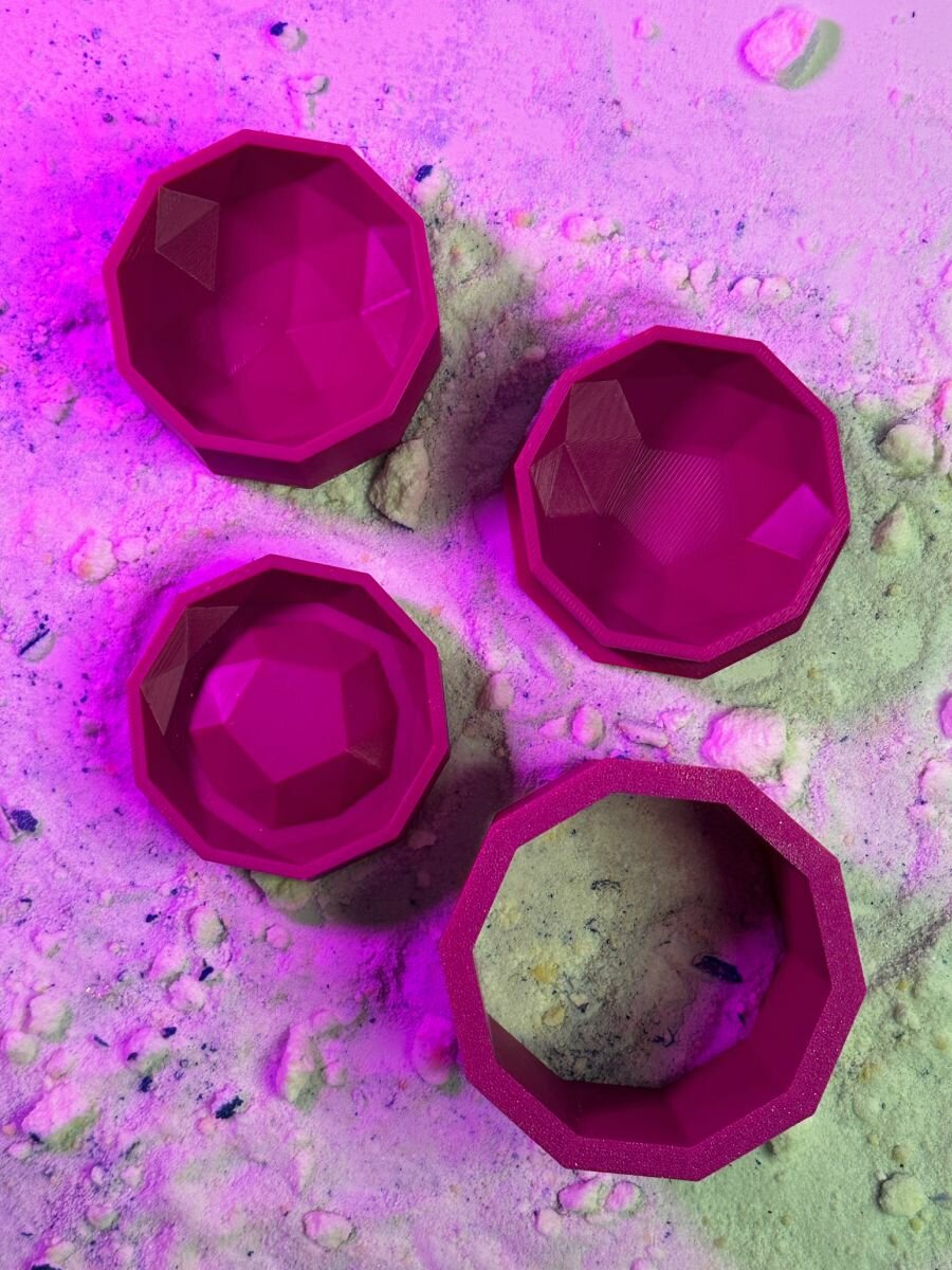 Набор 3D форм для бомбочек Граненая сфера+чаша 4 см — фото 1