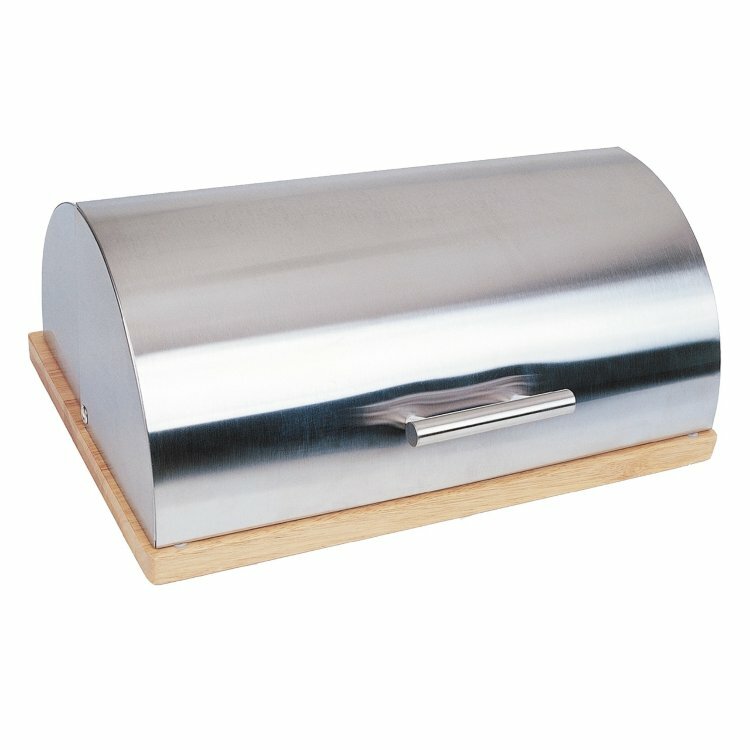 Хлебница с крышкой. Сделано из нержавеющая сталь , помогает сохранить хлеб свежим.