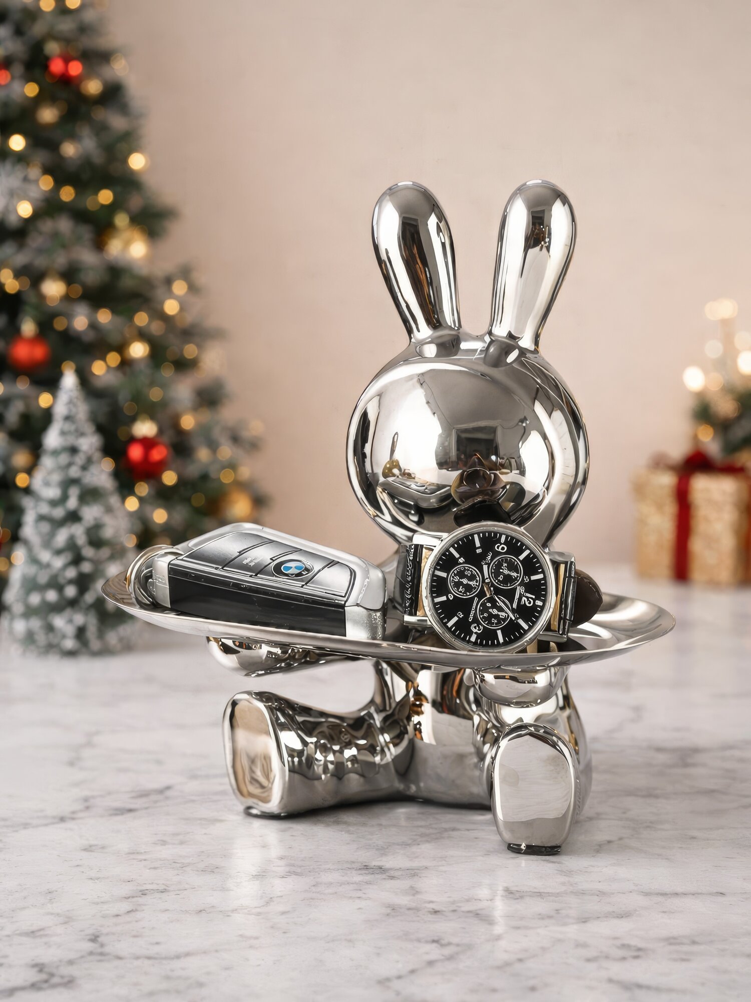 Подставка для ключей и сладостей, керамика, цвет серый, высота 19см