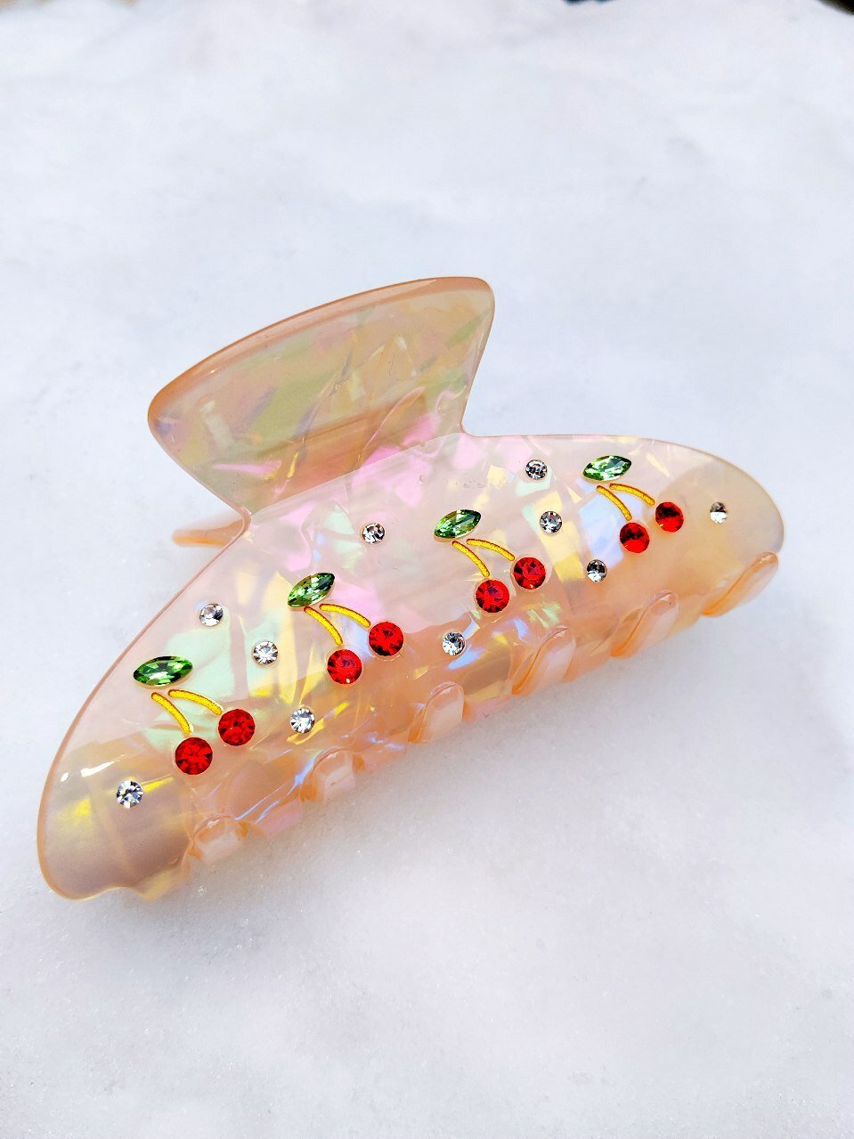 Крабик заколка в стиле вишня от Merve стильный аксессуар для волос