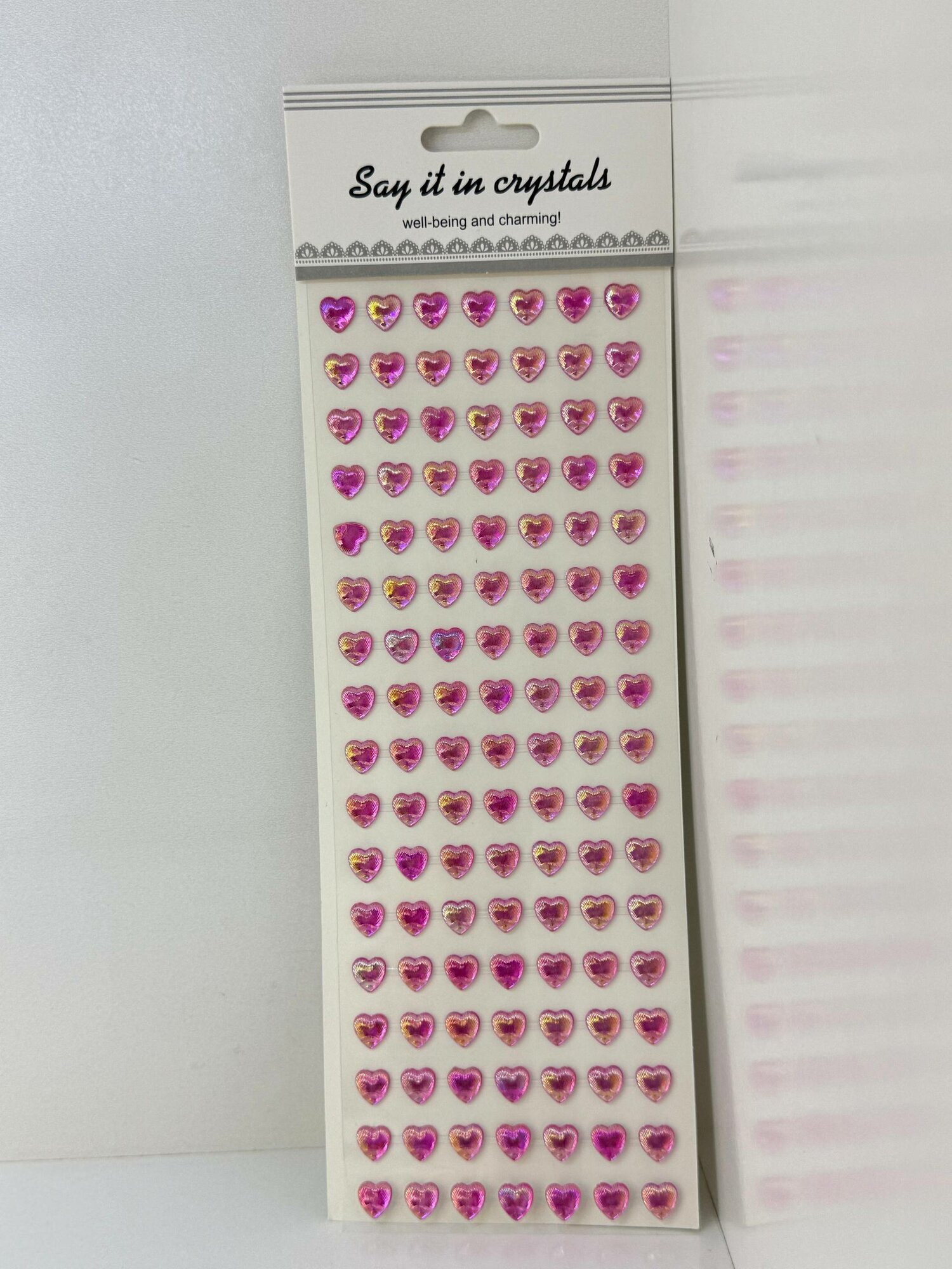 Стразы самоклеящиеся "Say It In Crystals", розовые, в форме сердца