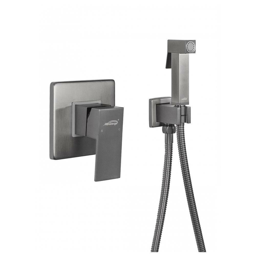 Гигиенический душ со смесителем встраиваемый Hansberge H3070BG, графит