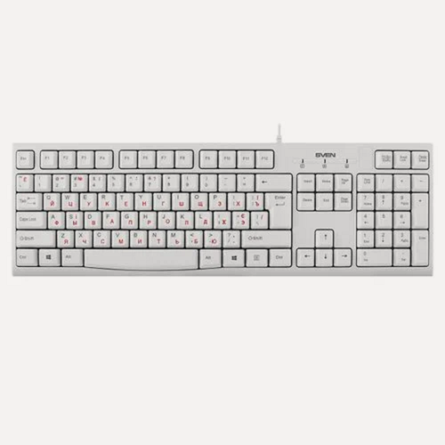 Изображение товара Клавиатура Sven KB-S300 SV-016647 белая, USB, 104 клавиш черный цвет