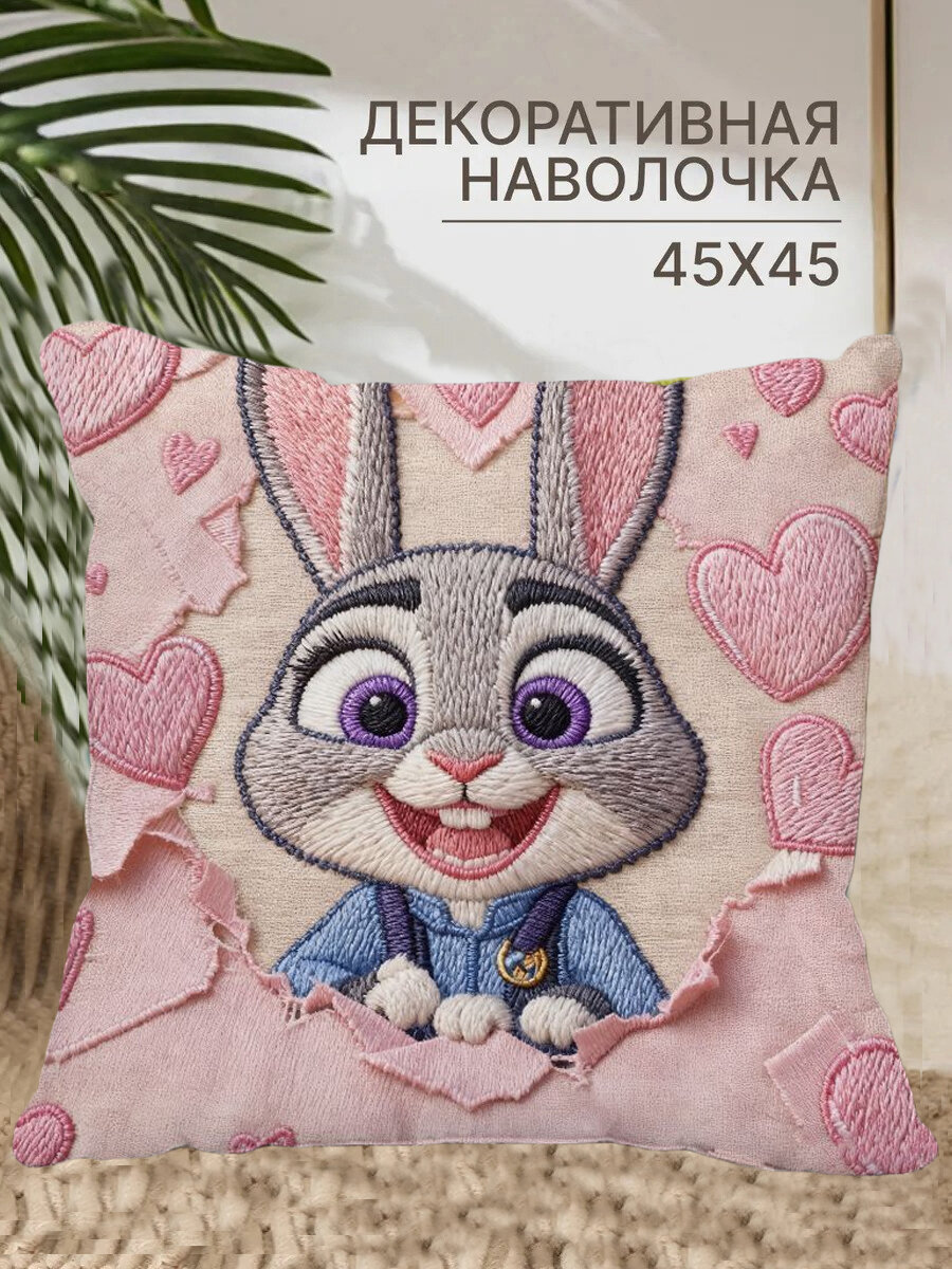 Montions Наволочка 45x45 см 1 шт лён, зеленый, оливковый лис, лисёнок