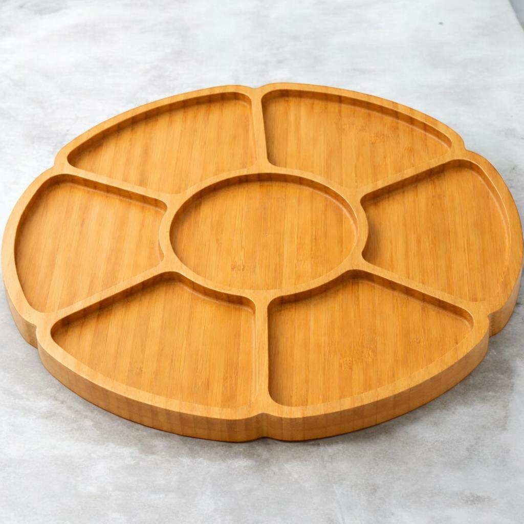 Бамбуковая менажница , бамбуковая тарелка для орешков 7 отсеков