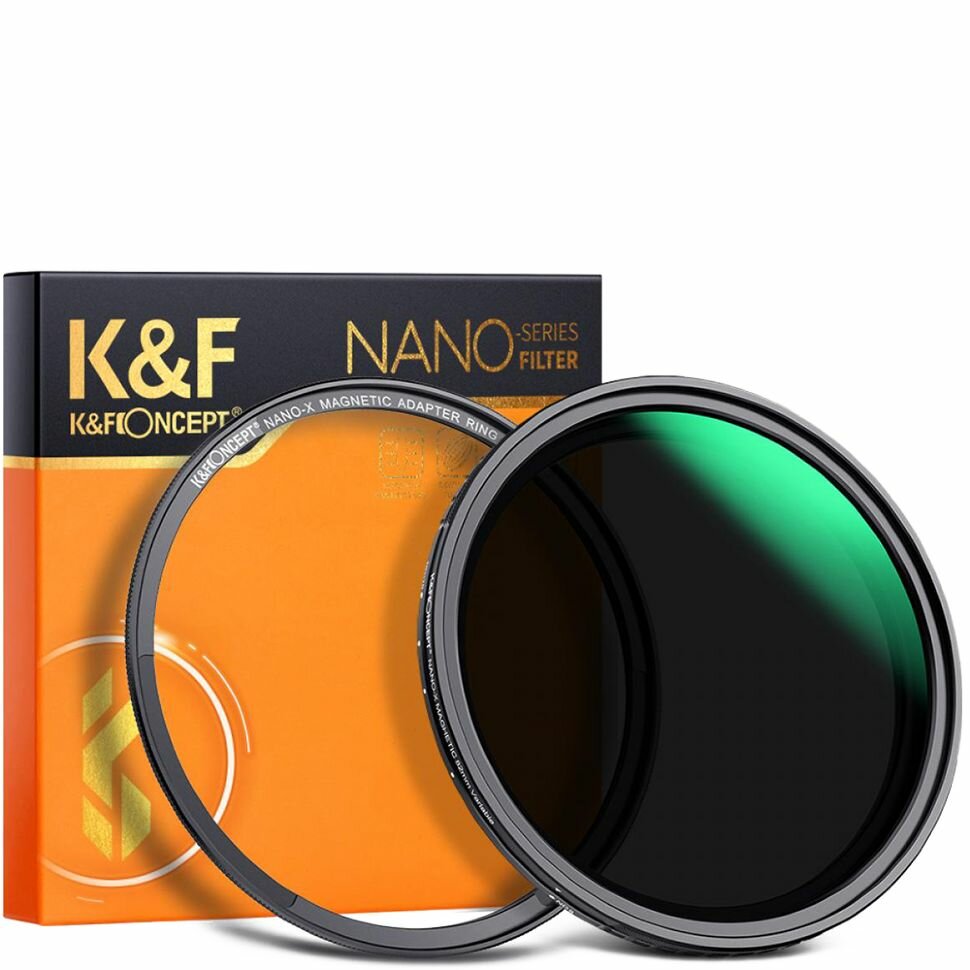 Светофильтр K&F Concept Magnetic Nano-X ND8-128 55мм, гидрофобная поверхность