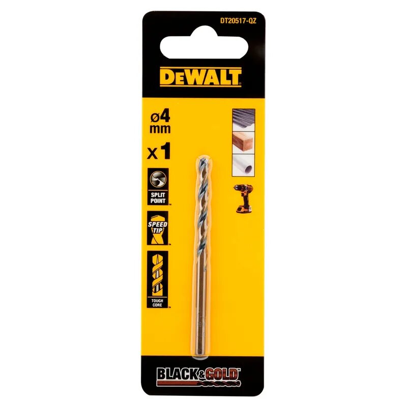 Сверло по металлу DeWALT EXTREME Black&Gold 4х75мм DT20517-QZ