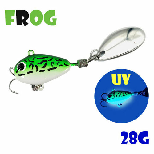 Блесна Тейл-Спиннер для рыбалки Uf-Studio Hurricane 28g #Gria Frog