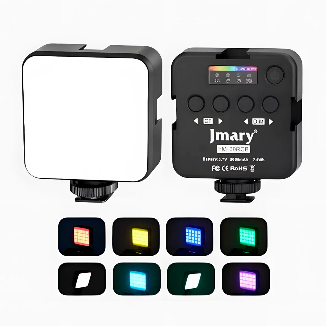 JMARY FM-69RGB Мини LED Лампа – Для Фото и Видео, Чёрная, RGB
