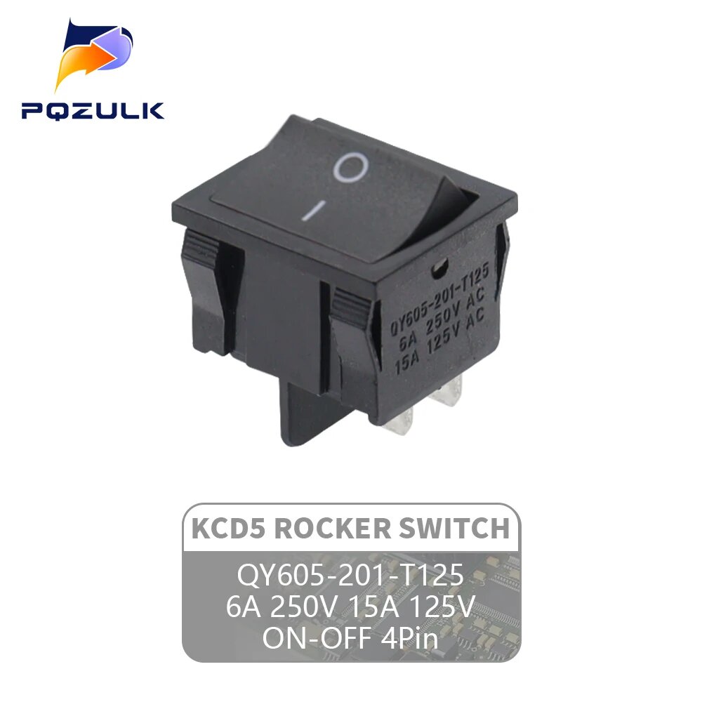 PQZULK KCD5 Rocker Switch 6A 250V 15A 125V Черный 4Pin