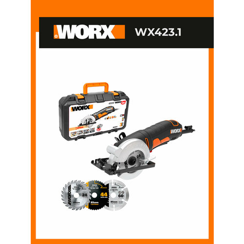 фото Дисковая пила worx wx423.1, 400вт, 85 мм, кейс