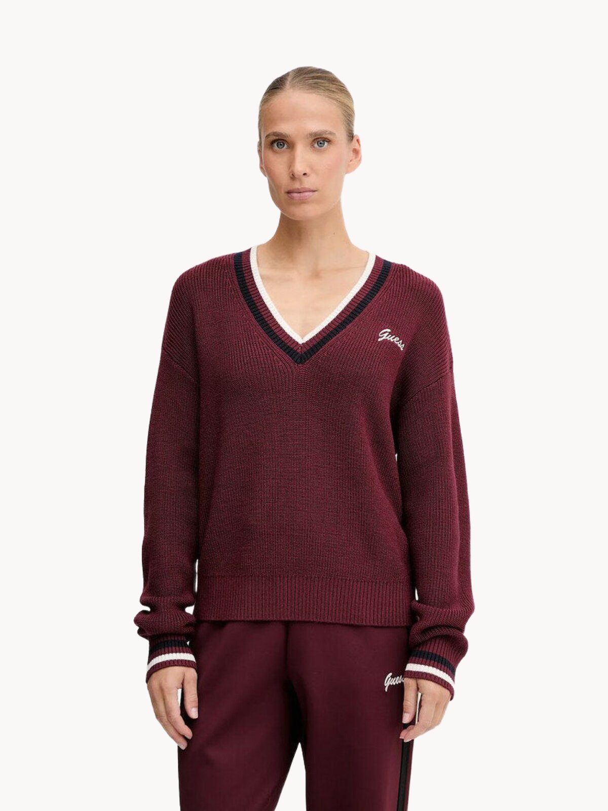 Пуловер GUESS, размер XS, , фиолетовый