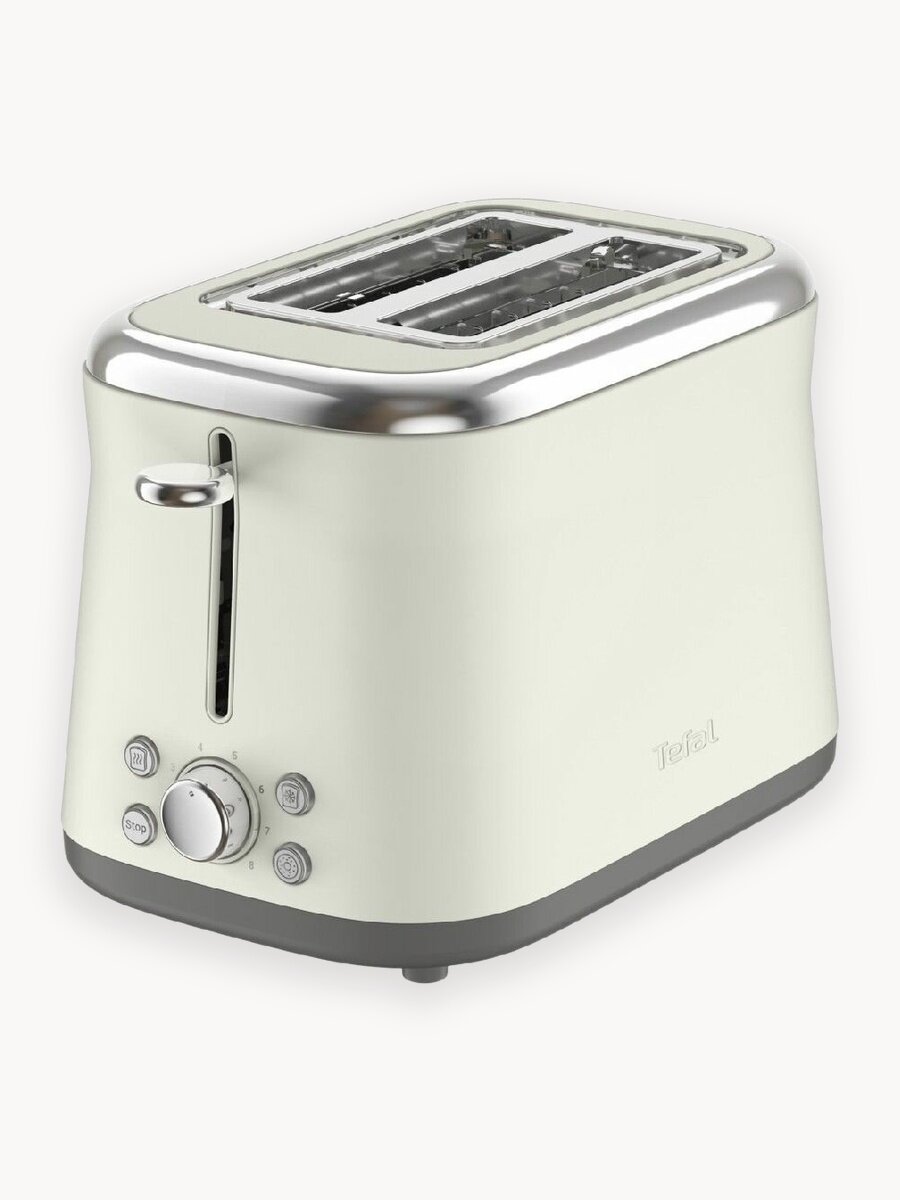 Тостер для хлеба Tefal TT720AE0, белый, 2 слота, 850 Вт, подогрев, разморозка, автоцентрирование, 8 степеней поджаривания