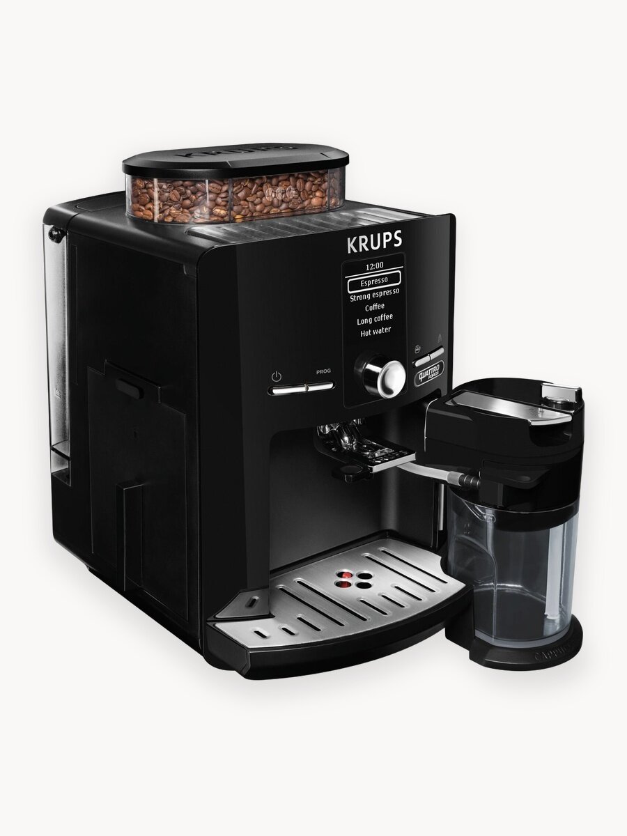 Кофемашина автоматическая Krups Espresseria EA829810, с 6 рецептами, автоматическим капучинатором, LCD экраном, черная