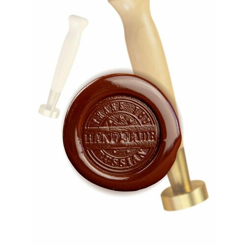 Сургучная печать с деревянной ручкой. Оттиск для скрапбукинга. Штамп 30мм, 