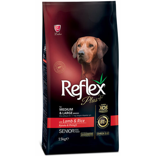 Reflex для пожилых средних и крупных пород PLUS Medium Large Breed Senior Dog Food Lamb and Rice с ягненком и рисом (15 кг) корм dailydog для взрослых собак крупных пород с ягненком и рисом