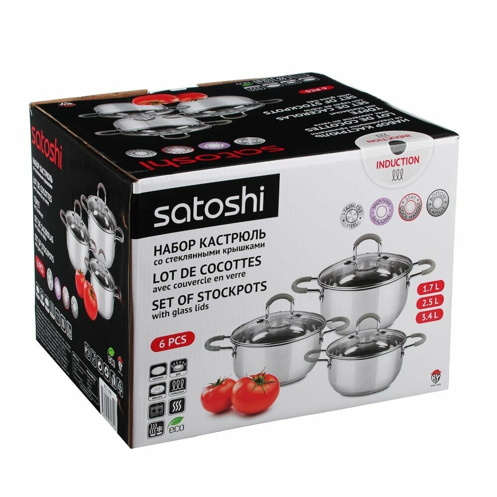 Набор кастрюль Satoshi Kitchenware Альбер 822206 пр. серебристый 6