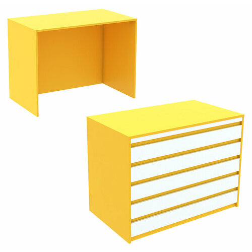 Ресепшен - стол желтого цвета широкий серии солнечный свет с фасадными декорами №8