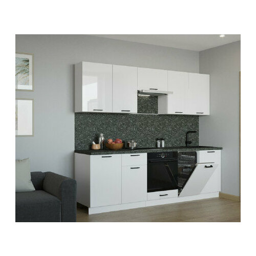 Кухонный гарнитур Белый глянец 2450 мм