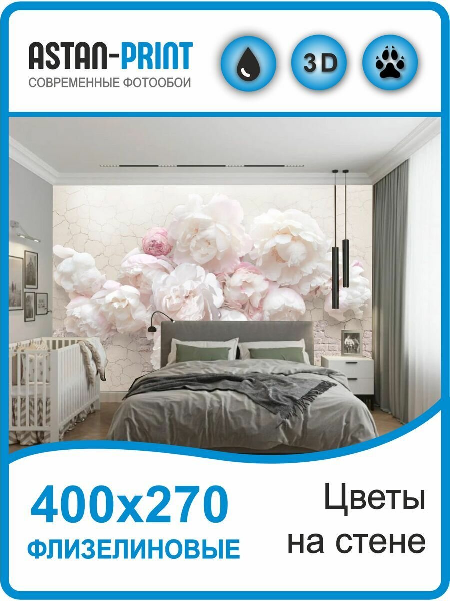 Флизелиновые фотообои Цветы на стене 400х270