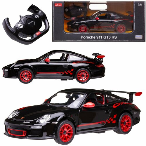 Машина р/у 1:14 Porsche GT3 RS, цвет черный, светящиеся фары машина р у 1 14 porsche gt3 rs белый 42800w