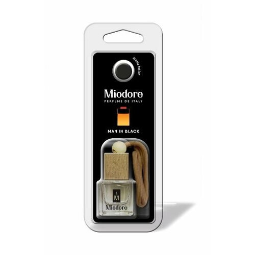 Парфюмированный автомобильный освежитель MIODORE Man in Black флакон с деревянной крышкой 6ml
