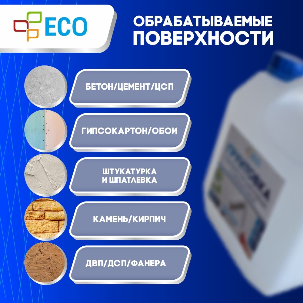 Грунтовка глубокого проникновения ECO с антисептиком для стен и потолков, 3 л