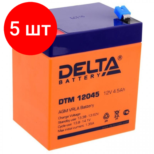 Комплект 5 штук, Батарея для ИБП Delta DTM 12045 (12V / 4.5Ah)