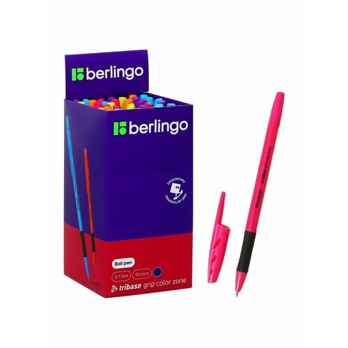 Ручка шариковая Berlingo Tribase grip color zone 0,7 мм, г ручка шариковая автомат berlingo g 07 0 7мм синяя грип 182259