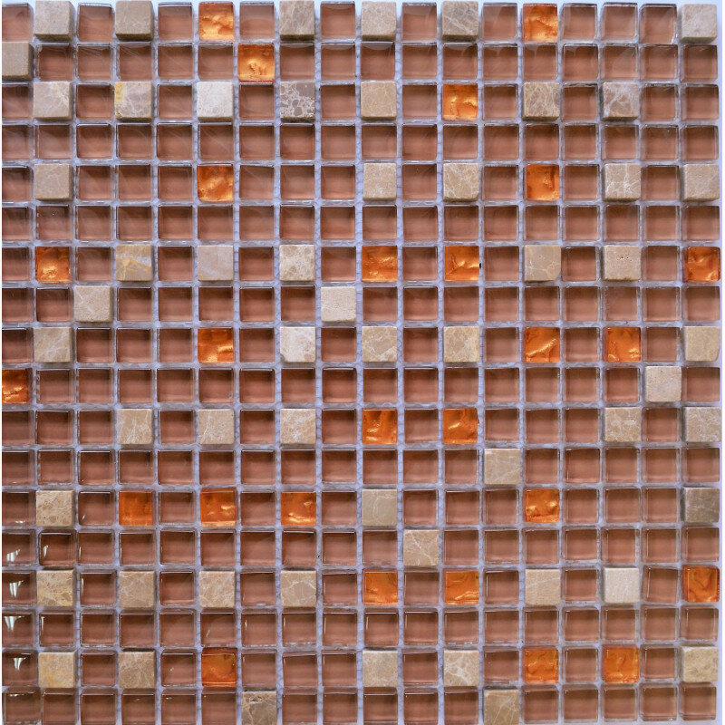 фото Мозаика Diva mosaic CHOCOLATE GOLD стекло\камень 305*305*8мм, чип 15мм 11 л\кор.