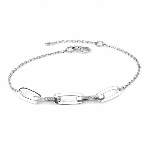 Браслет Sirius Jewelry, серебро, 925 проба, родирование, фианит, длина 17 см., серебристый