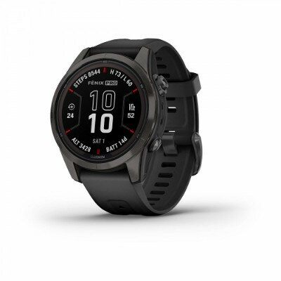 Умные часы Garmin FENIX 7S PRO Sapphire Solar титановый угольно-серый DLC с силиконовым ремешком 010-02776-11