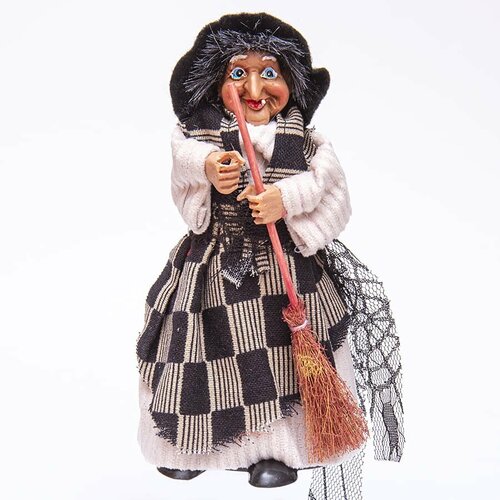 Кукла игрушка Баба Яга с помелом 17 см